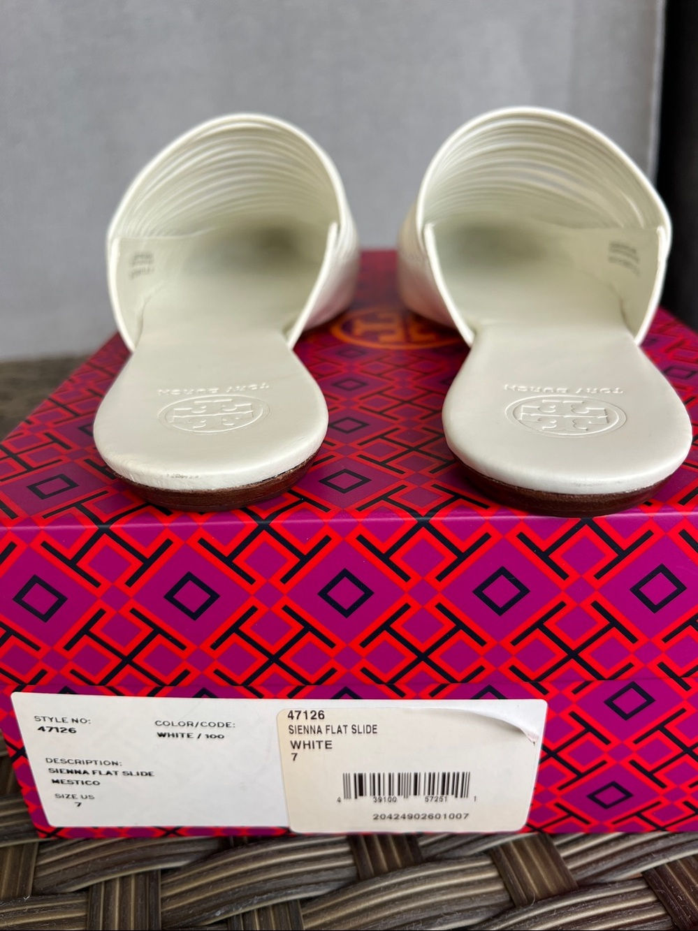 TORY BURCH Sienna flat slide leather mules white size 7 - Picture 13 of 17